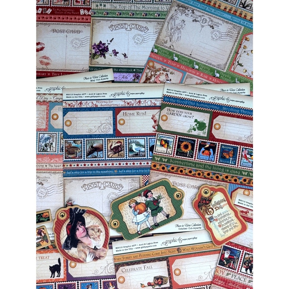 Graphic 45 12 Month Place in Time Scrapbook  junk journal collage  vintagy art